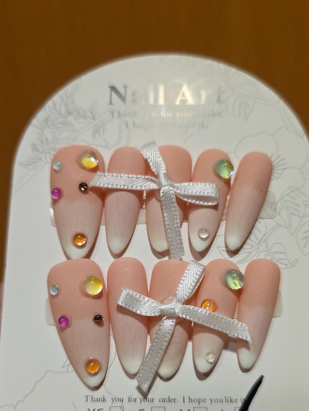Nude Pink Ombre Rhinestone Press-On Nails Size Large